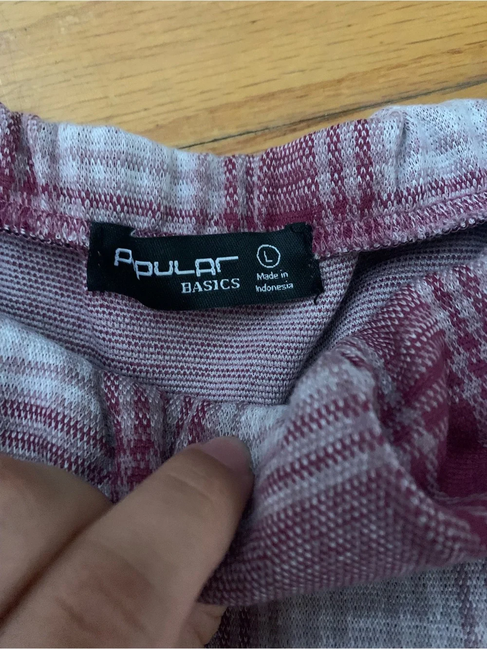 Popular Basics Burgundy and White Plaid Asymmetrical Skirt